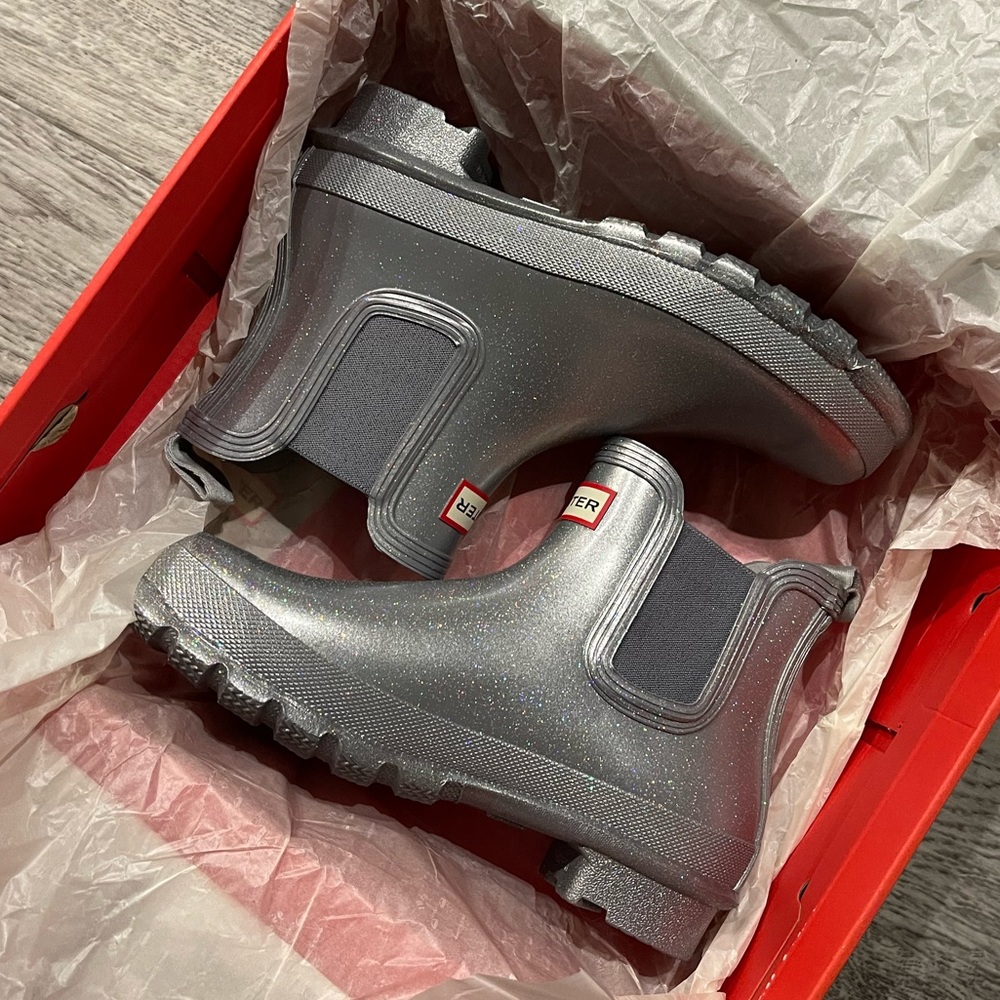 Sparkly grey Hunter Rainboots